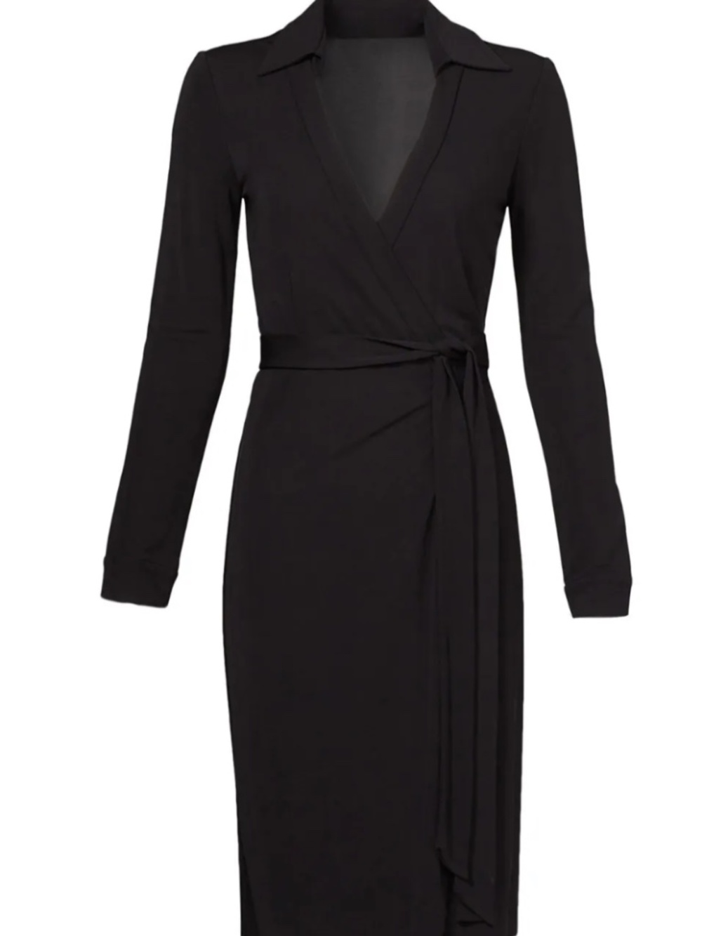 Diane von Furstenberg Black  Crepe  Jeanne Wrap Dress - Size 0 (Made in USA)
